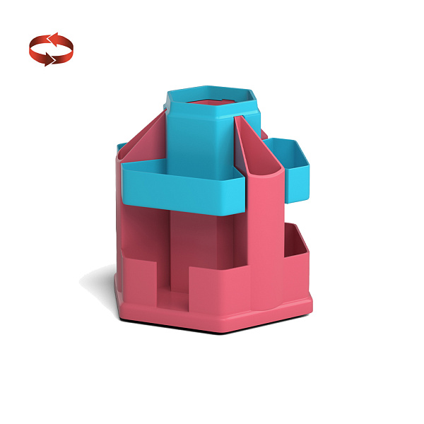 Подставка настольная вращающаяся пластиковая ErichKrause® Office, Bubble Gum, розовая с голубой вставкой