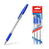 Набор из 3 ручек шариковых ErichKrause R-301 Stick&Grip Classic 1.0, цвет чернил синий (в пакете)