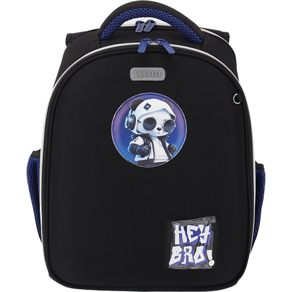Рюкзак "deVENTE. Junior. Hey Bro" школьный жесткий 35x27x13 см (14 л) вес 800 г, плотный износостойкий полиэстер с водоотталкивающей пропиткой, 2 отделения (одно отделение на молнии с разделителями для учебников и органайзером, другое отделение на мо
