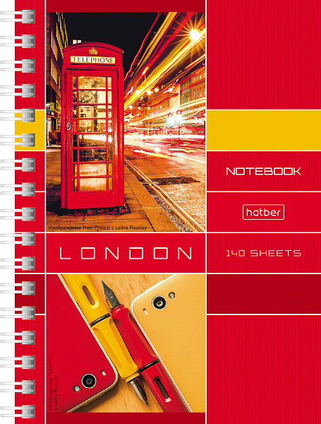 Записная книжка А6 140 л. кл. на гребне "Деловой город"