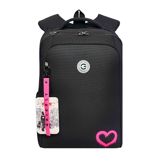 Рюкзак школьный с картхолдером на держателе (/2 черный - розовый)