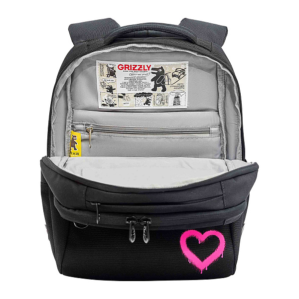 Рюкзак школьный с картхолдером на держателе (/2 черный - розовый)