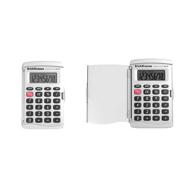 Калькулятор карманный 8 разр. ErichKrause PC-131 Classic, белый 