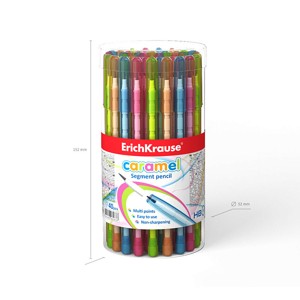 Карандаш сегментный ErichKrause® Caramel 1.5мм, НВ (в тубусе)
