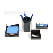 Настольный набор черный пластик+акрил,4 предмета 4177606