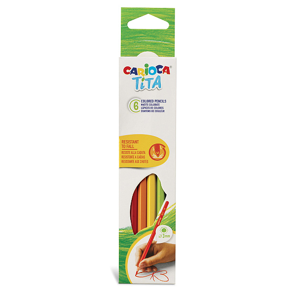 Карандаши 6 цв. Carioca Tita 42792 шестигран. пластик коробка/европод.