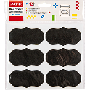 Наклейки для надписей "deVENTE" 90x50 мм, влагостойкие, черные, матовые, фигурные, для мелков и маркеров, 12 шт, ПВХ 100 мкм, на банки для круп, специй, индивидуальная упаковка