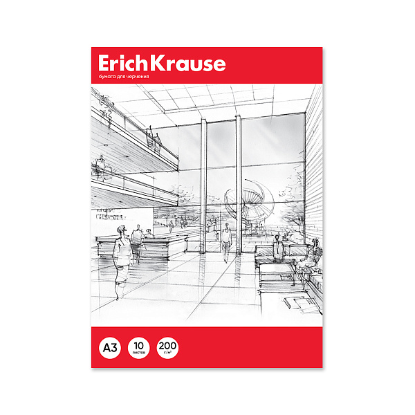 Папка для черчения ErichKrause, А3, 10 листов, без рамки