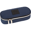 Пенал "deVENTE. Uno Navy" 21x8x5 см, овальный для 50 предметов, с внутренним органайзером-створкой, матовый полиэстер с водоотталкивающей пропиткой, на молнии, аппликация из каучука, темно-синий
