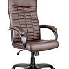 Кресло для руководителя Helmi HL-E80 "Ornament", экокожа коричневая, мягкий подл, до 120 кг