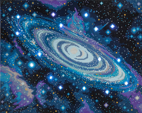 Алмазная мозаика 50*40 "ФРЕЯ" на подрамнике "Звёзды Галактики" (со светодиодами)