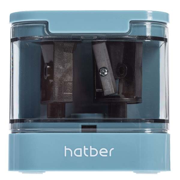 Точилка электрическая 2 отверстия Hatber "ART-STEP", пластик, с запасным лезвием, с контейноером, в ПВХ-боксе