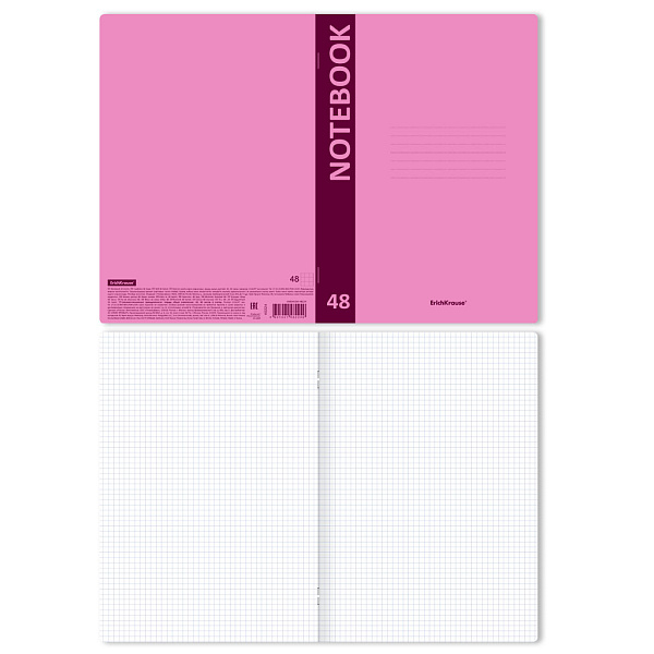 Тетрадь А4 48 л. кл. Пластиковая обложка ErichKrause CoverProBook Neon matt, розовый