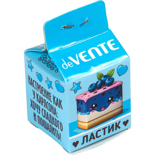 Ластик "deVENTE. So Sweet" синтетический каучук, в форме куба, цветной, с запечаткой оригинального дизайна, 20x20x20 мм, индивидуальная упаковка в виде молочного пакета, с индивидуальной маркировкой