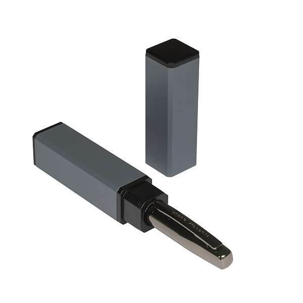 Ручка "PORTOFINO" в тубусе прямоугольной формы, 1,0 ММ, СИНЯЯ (корпус ворон сталь, футляр серый)