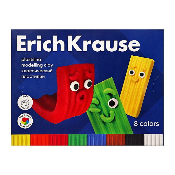 Пластилин 8 цв. ErichKrause Color Friends классический, со стеком, 120 г 