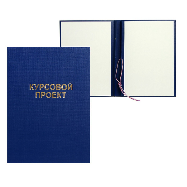 Папка "Курсовой проект", бумвинил, гребешки/сутаж, без бумаги, синяя (вместимость до 150 листов)