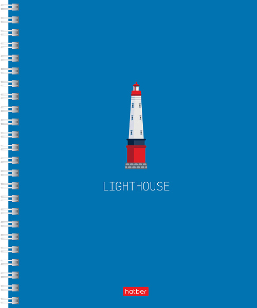 Тетрадь 96 листов в линию на гребне "Lighthouse" 60-65г/кв.м ламинация Soft-touch 2 диз. в блоке