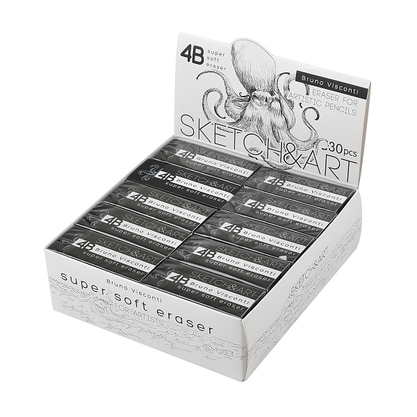 Ластик художественный "SKETCH&ART" 4B, ЧЕРНЫЙ 