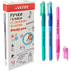 Ручка гелевая 0,7 мм стираемая "deVENTE. Study Pen. School" СИНЯЯ, корпус ассорти 3 цвета с покрытием Velvet Touch, с эргономичным каучуковым держателем, с 2-мя ластиками (в колпачке и на конце корпуса) сменный стержень, индивидуальная маркировка