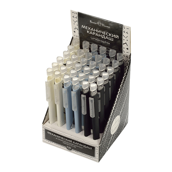 Карандаш автомат. 0,5 мм "UniGraphix" HB, ТРЕХГРАННЫЙ, 3 ЦВЕТА 
