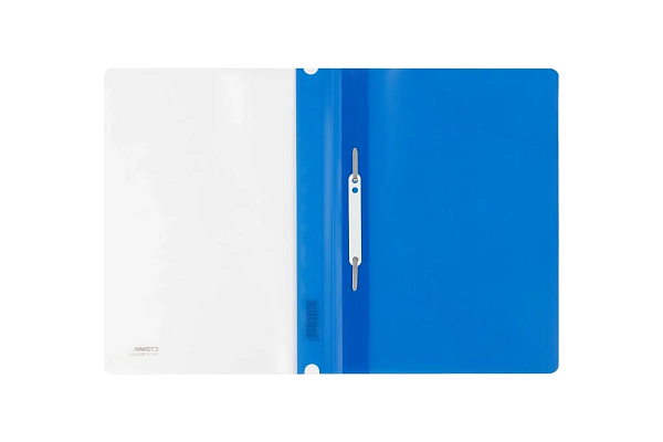 Скоросшиватель А4 с верх. прозр. листом, 140/180 мкм, синий, Стамм