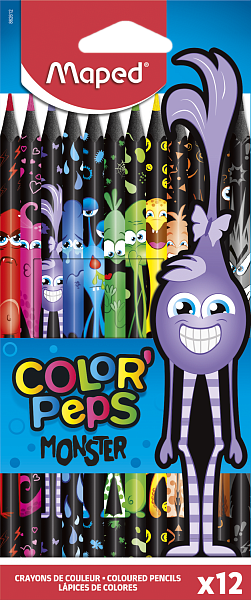 Карандаши 12 цв. Maped  COLOR'PEPS BLACK MONSTER , пластиковые, в к/кор 