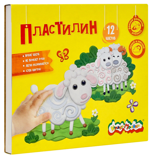 Пластилин 12 цв. 180 гр. "Каляка-Маляка" со стеком