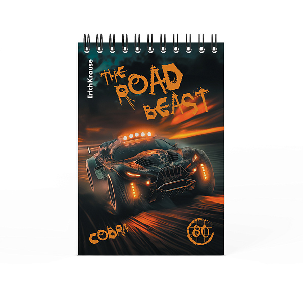 Блокнот А6 80 л. на спирали ErichKrause Road Beast, MIX-PACK