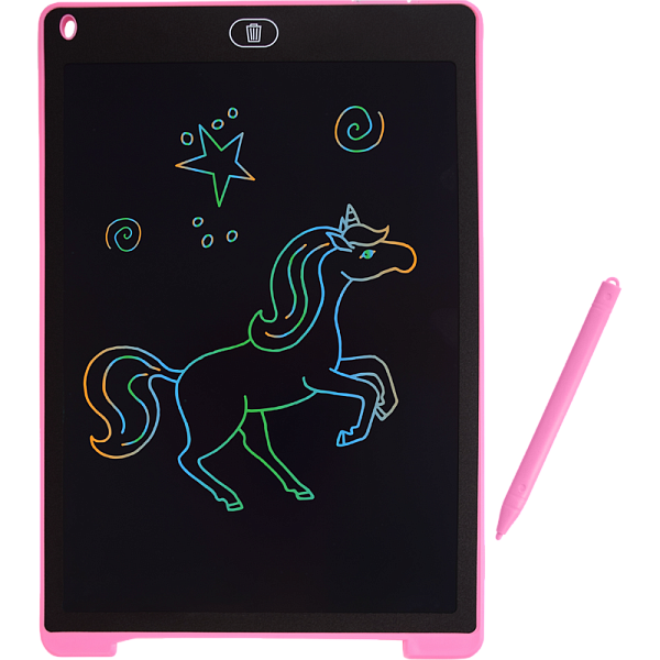 Планшет для рисования графический "deVENTE" 190x290 мм, 12 дюймов, со стилусом, безопасный для глаз разноцветный LCD экран, режим "от случайного стирания" розовый, индивидуальная упаковка