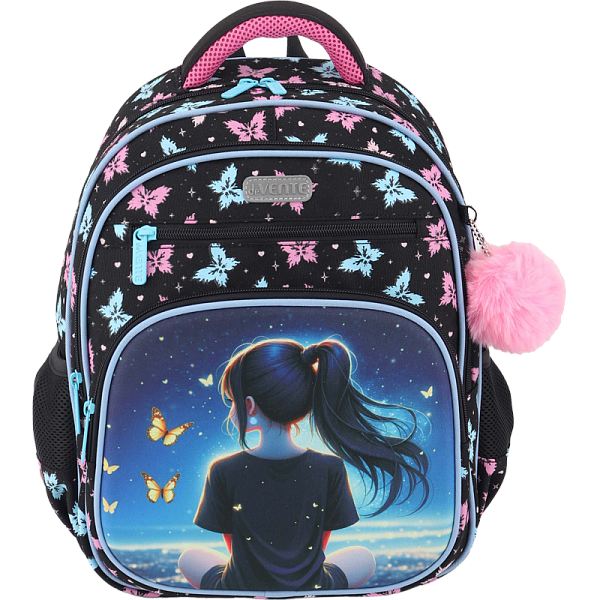 Рюкзак "deVENTE. Grade. Butterfly Dreams" школьный жесткий 37x28x16 см (16 л) вес 700 г, плотный износостойкий полиэстер с водоотталкивающей пропиткой, 2 просторных отделения на молнии (одно отделение с разделителями для учебников, другое отделение с