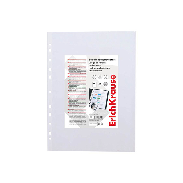 Папка-вкладыш А4 40 мкм ErichKrause Fizzy Clear, 10 шт. с текстурой поверхности "апельсиновая корка"