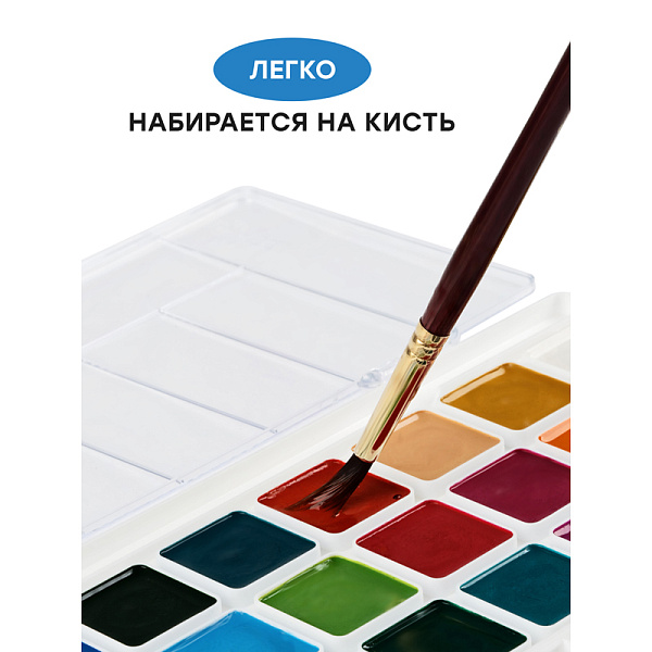 Акварель 24 цвета Гамма "Классическая", без кисти, пластиковая упаковка, евпроподвес