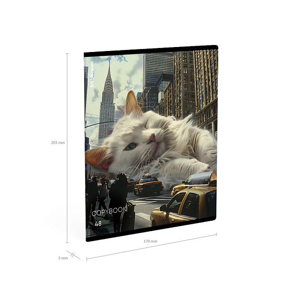 Тетрадь 48 листов в клетку "Big City Cats", глянцевая ламинация ErichKrause  _MIX-PACK