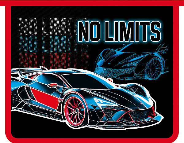 Папка для тетрадей А5 пластиковая, молния сверху с дизайном 230/190/50 "NO LIMITS" 2025