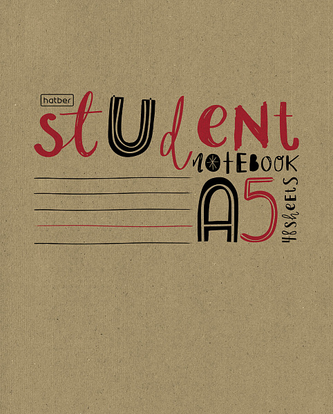 Тетрадь 48 листов в клетку КРАФТ "CRAFT" 5 диз.в блоке скругл.углы 60-65г/кв.м на скобе 