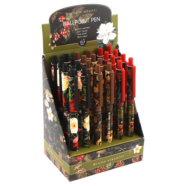 Ручка шариковая 0,5 мм "ArtClick. Flora.Black night. СИНЯЯ, 3 вида
