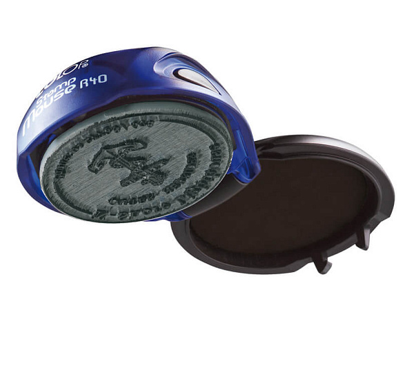 Оснастка для печати карманная "мышка"  d=40, корпус синий