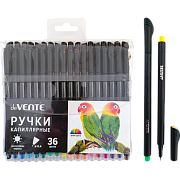 Набор ручек капиллярных "deVENTE. Drops" 36 цв. 0,4 мм, с круглым черным корпусом, в пластиковом блистере