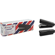 Степлер МИНИ на 10 л. №10 "Attomex" черный, (глубина скрепления 26 мм) складной, пластиковый, 1 вид скрепления, со встроенным металлическим антистеплером, в картонной коробке,