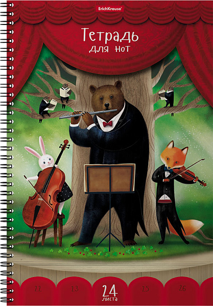 Тетрадь для нот А4 24 л. на спирали ErichKrause Лесной ансамбль, вертикальная ориентация