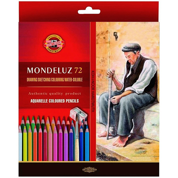 Карандаши акварельные набор 72 цвета Mondeluz OLD MAN 3714 + точилка + кисть 2 штуки