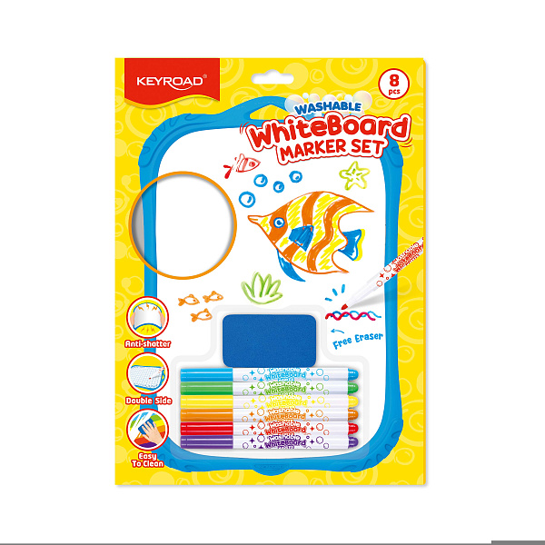 Набор KEYROAD: белая маркерная доска, маркеры 6 цв, губка