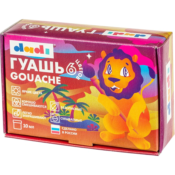Гуашь 6 цв. по 10 мл DADI