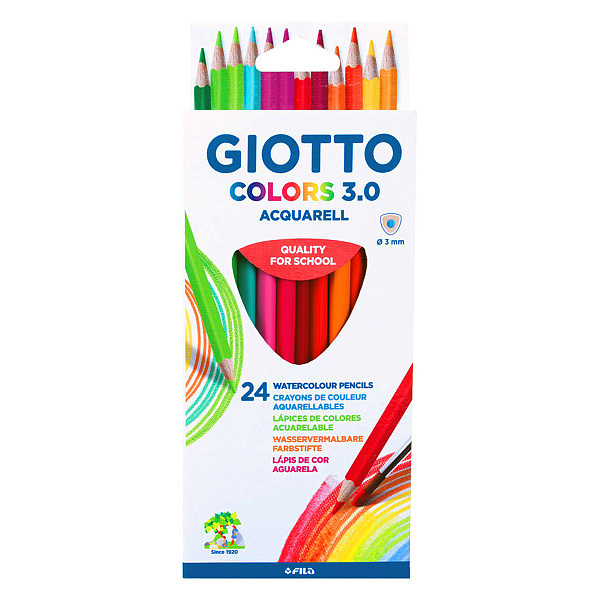 Карандаши 24 цв. акварельные "Giotto" COLORS 3.0, деревянные, трехгранные, заточенный