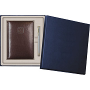 Набор подарочный "deVENTE. Bravo" коричневый, ежедневник 2026, A5 336 стр, белая бумага 70 г/м² с золотым срезом, печать в 2 краски, твердая обложка из искусственной кожи с поролоном, отстрочка, термо тиснение, перфорация, закругленные уголки, 2 лясс