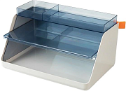 Лоток горизонтальный Deli 2отд. для бумаг A4 315x270x170мм 2 разделителя серый/прозрачный XDM34GREY