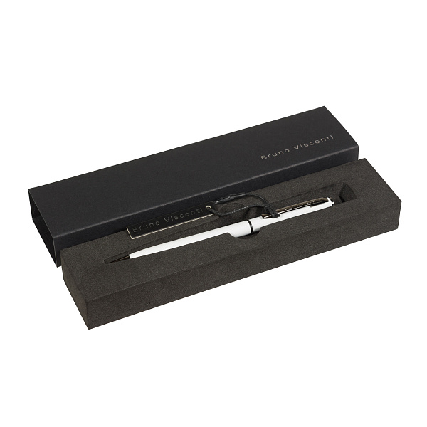 РУЧКА "PALERMO" В ПОДАРОЧНОМ ФУТЛЯРЕ, 0.7 ММ, СИНЯЯ (корпус белый, футляр черный) (10702070/180523/3200085,КИТАЙ)