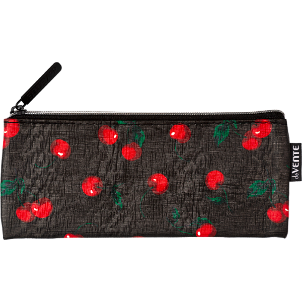 Пенал "deVENTE Limited Edition Very Cherry" 215x90x10 мм плоский, антивандальная искусственная кожа с тиснением до -40C, отделение на молнии сверху, плоский для 35 предметов, полноцветная печать