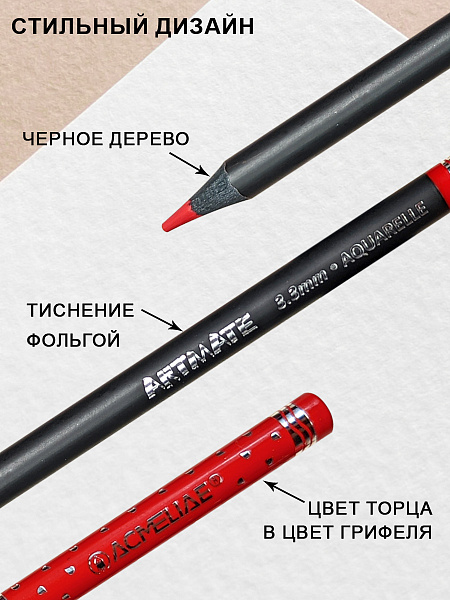 Карандаши 12 цв. акварельные ACMELIAE Blackwood +кисточка, металл футляр